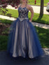Ball Gown Spaghetti Straps BeadingTulle Prom Dresses LBQ3463